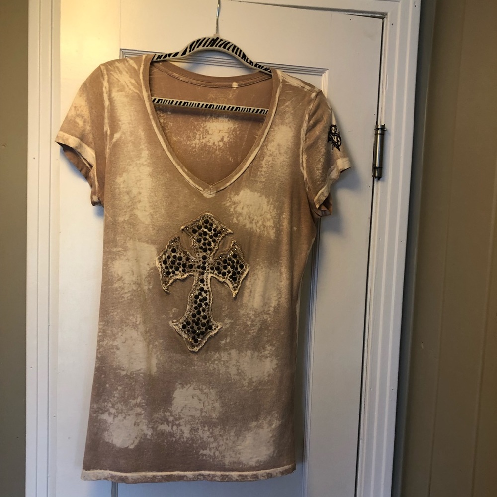 Embellished Cross short sleeve Tee/Top size Large - Picture 2 of 7
